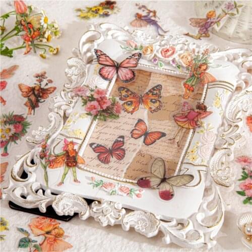45Pcs/Box Vintage Flower Angel Plant Paper Sticker Package DIY Diary Journal Decoration Label Sticker Album Scrapbooking