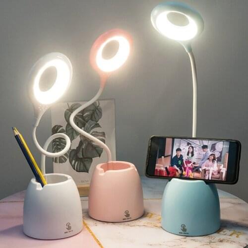 Table Lamp Leds USB Touch Night Light Stepless Dimming Desk Light Eye Protection Learning Multi-Function Bracket Pen Holder