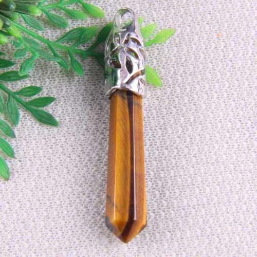Natural 9x60MM Tigereye Bead GEM Pendant Jewelry Pendulum S208