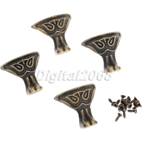 New 4pcs 30x20x27mm Bronze Zinc Alloy Heavy Duty Jewelry Chest Box Wood Decorative Feet Leg Corner Protector Guard