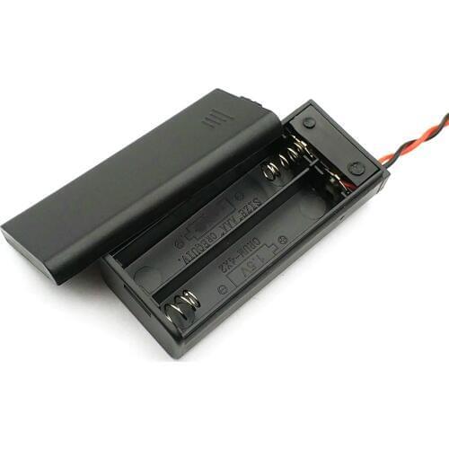 New 2 * AAA Battery Storage Case Box Holder for 2pcs AAA Batteries with ON/OFF Switch & Wire Leads Black Wholesale