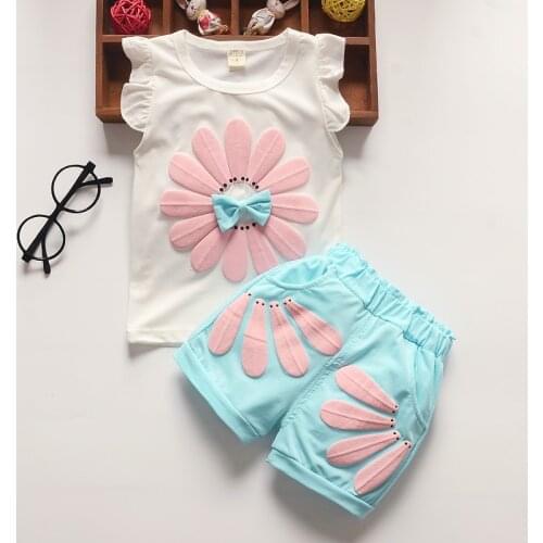 Baby girl clothes 2018 summer baby clothing sets fashion sunflowers vest+pants 2pcs outfits toddler kids sweatshirt set