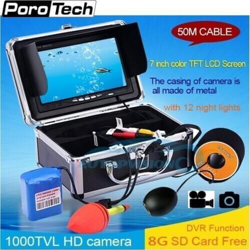 SY702 50m Fish Finder Underwater Camera 7" DVR Function 1000TVL 12 White LED Fishing Camera Underwater Fish Finder system