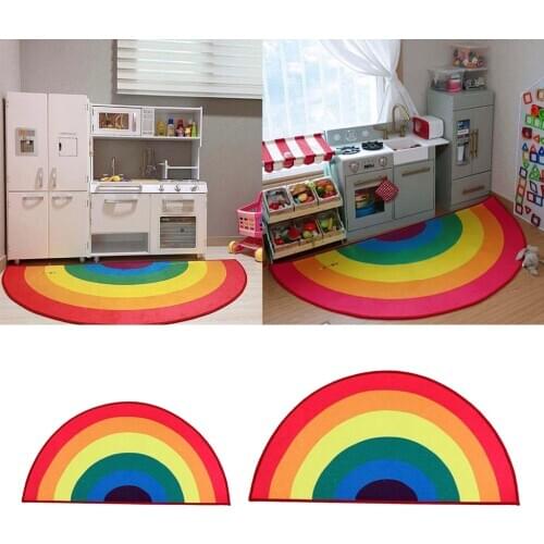 Semicircle Rainbow Area Rug Floor Mat Decorative Bedroom Bathroom Decoration Children Room Area Rug Decor Indoor House Entrance