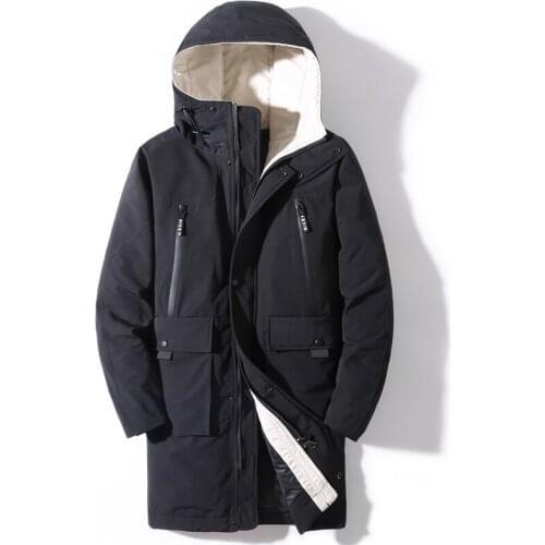 Brand Winter Down Jacket Men Warm Fashion Windproof Waterproof Long Down Coat Men Hooded Thick Winter Windbreaker Men Parkas