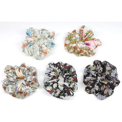 Retro Fashion Flower Hair Accessories Lady Home Hair Ties Chiffon Floral Hair Scrunchy Vintage Hair Bows Skranchie