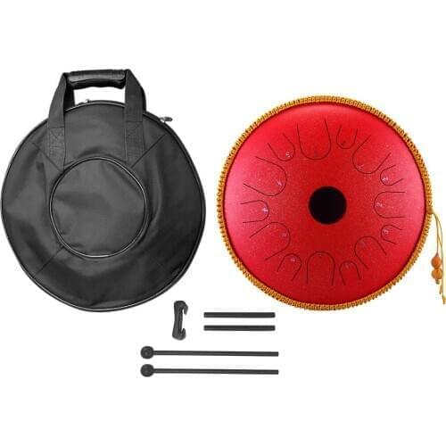 Alloy Steel Hand Pan Drum C Tone 14 Inch 14 Note Manual Percussion Drum with Ebony Drumsticks + Carrying Bag for Adult and Child