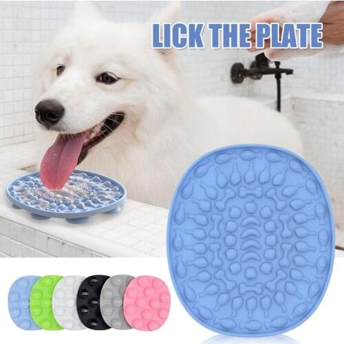 Silicone Pet Lick Mat with Sunction Cup Dog Pet Slow Food Eating Trainer Plate Washing Distraction Device 14*16*1.6cm FU