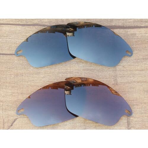 Vonxyz 2 Pairs Stealth Black & Bronze Brown Polarized Replacement Lenses for-Oakley Fast Jacket Frame