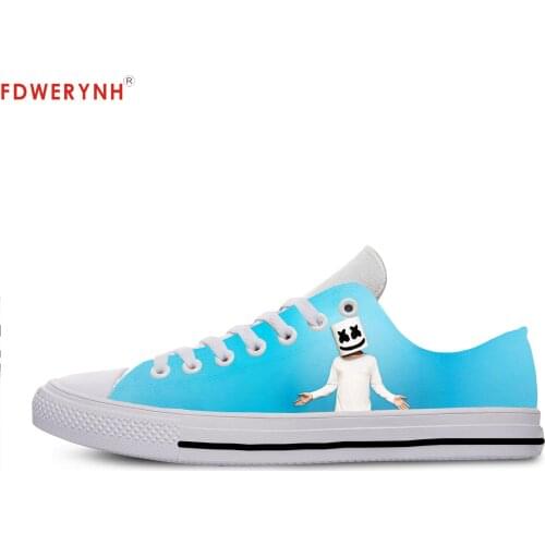 Mens Casual Shoes Pop Funny DJ Marshmell Lace-Up Canvas Strap Ladies Casual Man Shoes Comfortable