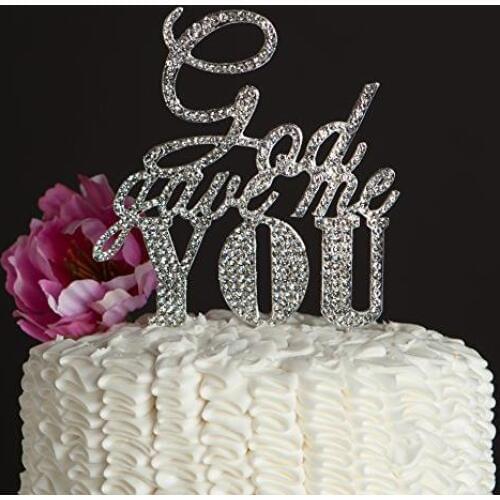 God Gave Me You Persoanlzied Wedding Rhinestone Cake Topper Rustic Acrylic Cake Toppers Christian Bridal Shower party decor