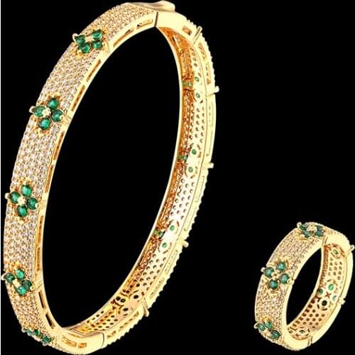 Vankeliif brand Luxury Four zirconium color stone Bangle and rings womens jewelry set micro-inlaid zircon classic popular jewel