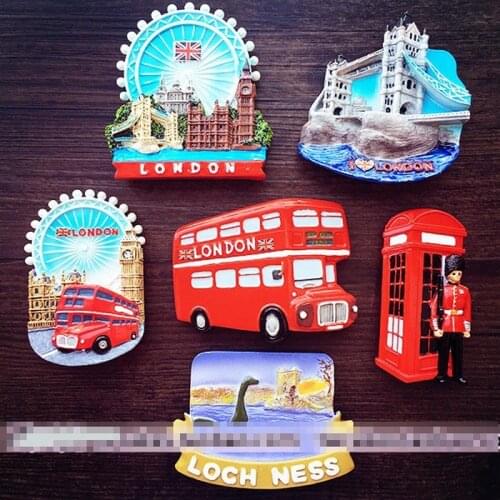 UK London Bus Soldiers Scenery Refrigerator Magnet 3D Fridge Magnet Sticker Travel Souvenir Kitchen Refrigerator Home Decoration