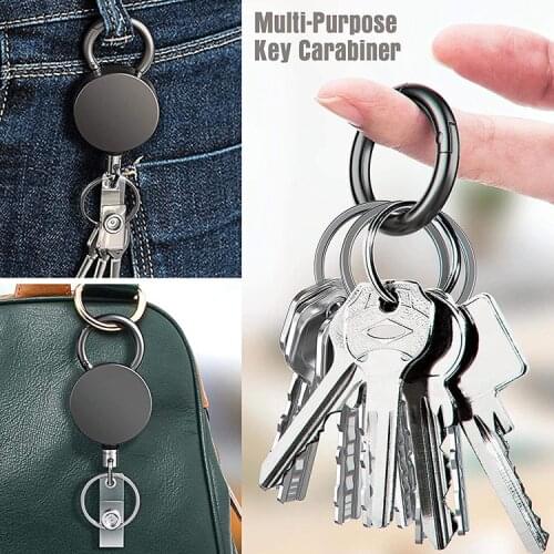 Retractable Pull Key Ring ID Badge Lanyard Name Tag Card Holder Wire Rope Office Accessories