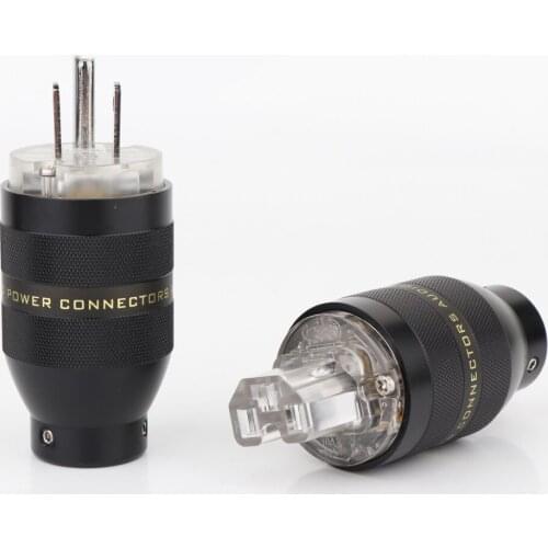 Yter Pair Hi End Audio Rhodium Plated Us Power Plug Connector+IEC Female Plug