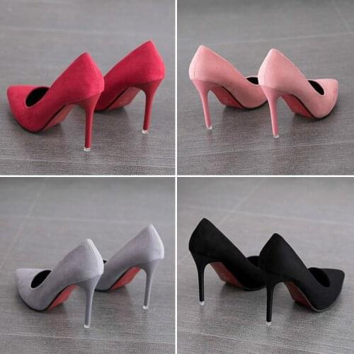2021 Autumn New Simple Elegant High Heels Stiletto Womens Shoes Pointed Black Etiquette Professional Single Shoes Wedding Shoes