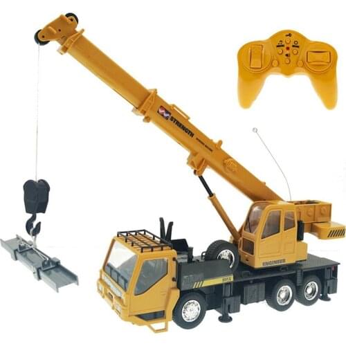 1:24 Remote Control Truck Crane Toy Rechargeable Remote Control Lift Simulation Engineering Crane Childrens Toy Model Rc Car