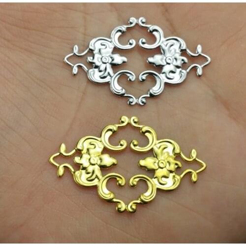 10 pieces / lot 23x36mm copper filigree flower Jewelry DIY Components Findings Headgear accessories