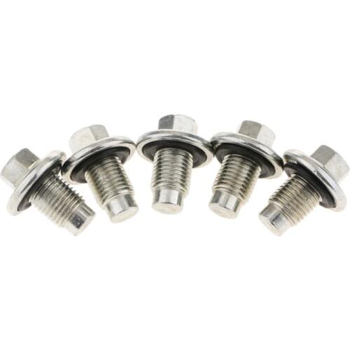 10Pcs Silver Oil Drain Plug Screw with Insert Rubber Gasket M14 x 1.5 for Mazda Jeep Chrysler