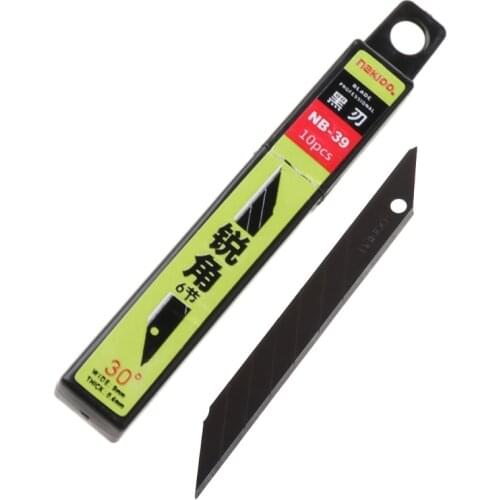 10pcs 30 Snap Off Replacement Razor Blades 9mm Shaving Blade Utility Knife Tools Carbon Steel NB-39