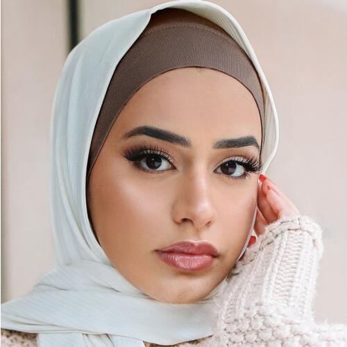 2020 Muslim Cotton Head Scarf Turban Soft Stretch Inner Hijabs Women Tube Headscarf Bonnet Islamic Turban Hijab Cap Under Scarf