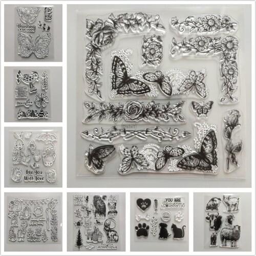 26 Styles) 2021 Animals Clear Stamps DIY Scrapbooking Craft Supplies Silicon Seal Card Photo Album Butterfly ink pad Stamping