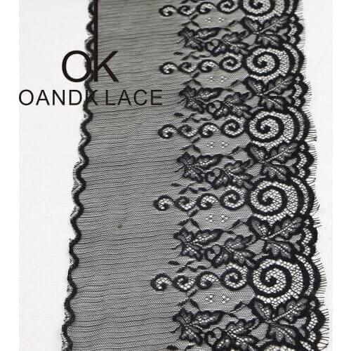 3yards/ lot Eyelash Lace Fabric 17-20cm DIY Decorative High Quality Soft Off Nylon Eyelash Lace Trim Wedding Dress Fabric