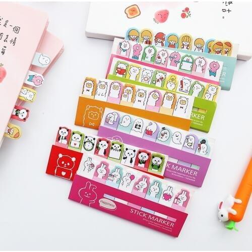 Wholesale 60packs Kawaii Sticky Notes Cute Panda Cartoon Animals Memo Pad Planner Stickers Cute Stationery To Do List Bookmark