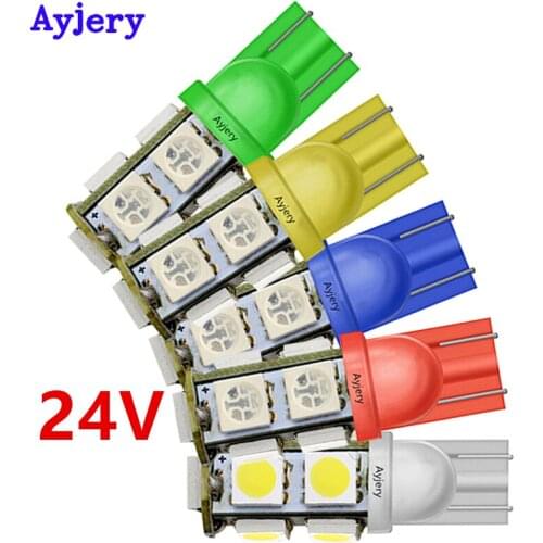 AYJERY DC 12V/24V 400pcs W5W 194 T10 5050 9 SMD LED Bulbs Truck Car Door License Plate Clearance Lights White Blue Reading Light