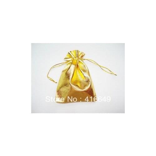 Free Shipping 100Pcs 9x12cm Golden Drawstring Organza Pouch Bag/Jewelry Bag,Christmas/Wedding Gift Bag