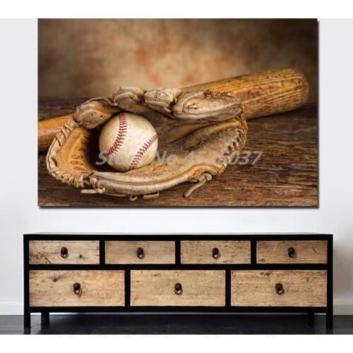 Large Baseball Sports Flag Rustic Canvas Painting Vintage Poster Prints Retro Wall Art Pictures Home Decoration