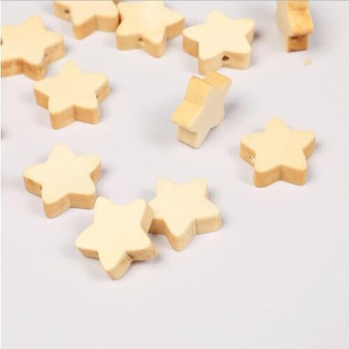 50PCS/Set 19mm Star Wooden Beads DIY Crafts Jewelry Tools Custom Hemu Loose Beads Home Decorations Baby Toys Accessories