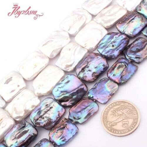 13x15-15x20mm Rectangle Freshwater Pearl Loose Beads Natural Stone Beads For DIY Necklace Bracelet Earring Jewelry Making 15"