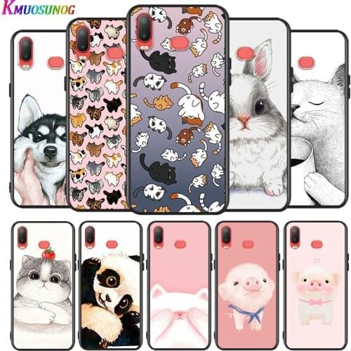 Cute cartoon panda cat for Samsung Galaxy A9 A8 Star A750 A7 A6 A5 A3 Plus 2018 2017 2016 Silicone Black Phone Case Soft Cover