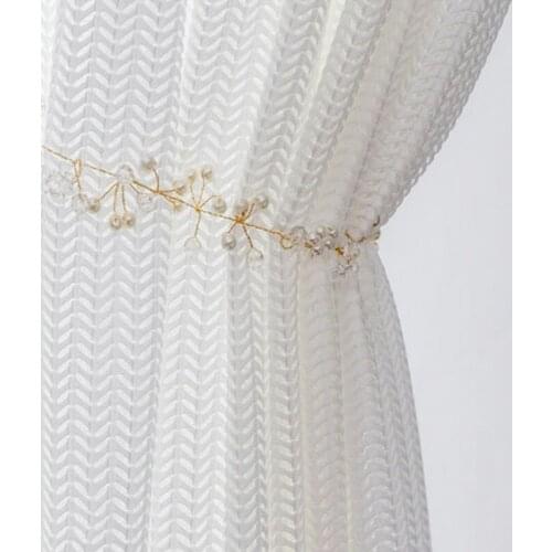 Schuth Leaf cortinas para sala de estar decoração moderna chiffon sólida pura voile cozinha cortina