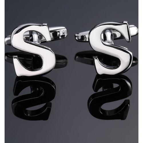 DY new High grade brand Brass material Silvery letter S Cufflinks Mens French shirt Cufflinks free shipping