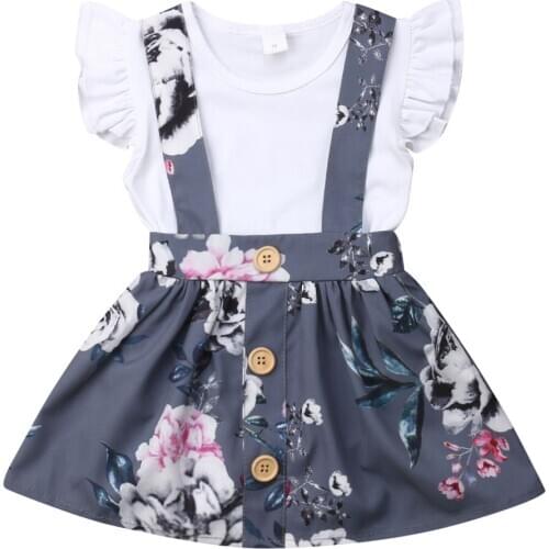 Boutique girl clothes Infant Baby Girl Ruffle Top Romper Floral Tutu Skirt 2pcs Clothes Outfit Set