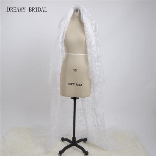 Dreamy Bridal New Wedding Veils Cheap Handmade White Long Star Lace Two-Layer Bridal Accessory With Comb Boda Velo