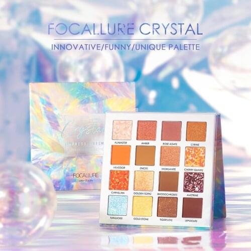 FOCALLURE Crystal Eyeshadow Palette 16 Colors Sprinkles Sequins Shadows Giltter Eye Makeup Waterproof Eye Shadow Cosmetics