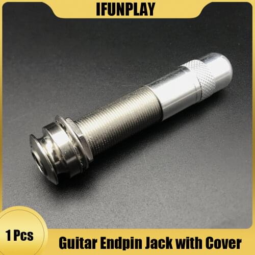 Guitar Pickup Endpin Jack Plug Sockets with Cover 3 Prong Chrome Threaded Cycinder Long Guitar Bass Output Jack Hot