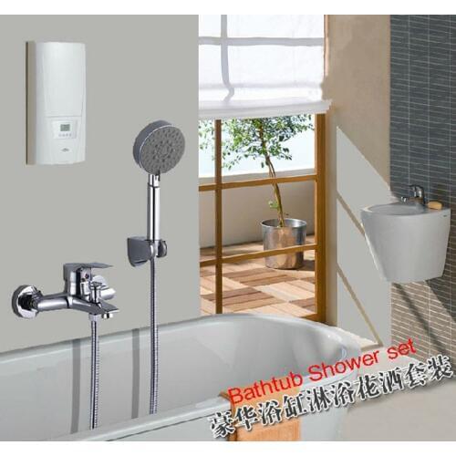 Chrome Plated Bathroom Bathtub Shower mixer Set Bath Shower Faucet With 5-Function Hand Shower Free Shipping