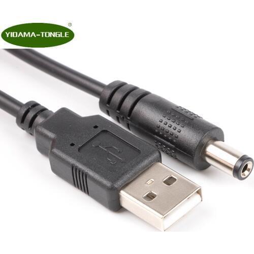USB 2.0 Male to 5V DC Power 5.5mm x 2.1mm Barrel Adapter Connector Cable