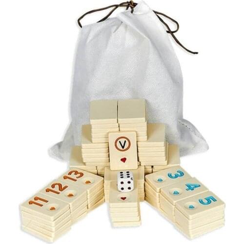 Rummy Okey Game Stones Rummikub Luxury Okey Board Stones Dice & Pouch