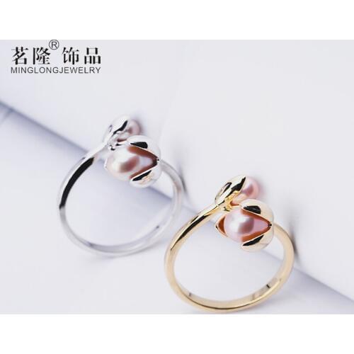 Rings For Women Females Jewelry Accessory Bridal Wedding Engagement Promise Gift Pearl Flowes Resizable Brand Designer 2020 New