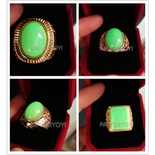 Beautiful Natural Fluorite Luminous Gem Stone Ring 8-10# Glow in Dark Luminous Stones Rings for woman man Fine Jewelry