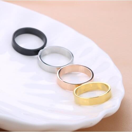 Korean Style Custom Black Name Ring Opener Woman Large Rings Stainless Steel Couple Bead Ring For Girls Nfc Men Rings Jewelry
