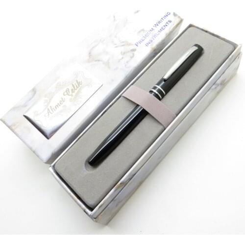 Wings Marble R185 Bright Black Roller Pen | İsme Special Pen | Gift Pen