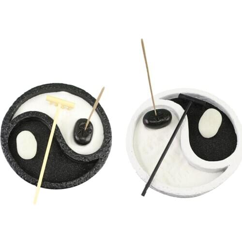 5.9inch Round Mini Yin Yang Garden Kit Tabletop Meditation Sandbox Decor