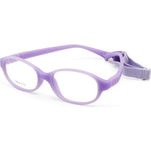 Boy Glasses Frame with Strap Size 50/16 One-piece No Screw Safe,Bendable Girls Flexible Eyeglasses, Optical Children Glasses