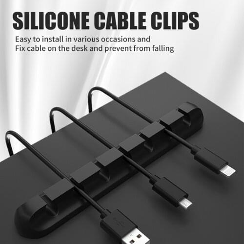 Cable Organizer Silicone USB Cable Winder Desktop Tidy Management Clips Cable Holder for Mouse Headphone Wire Organizer